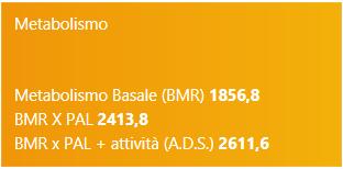 La casella di riepilogo sulla destra dello schermo mostra i valori di BMR e BMR X PAL dell esame basale.