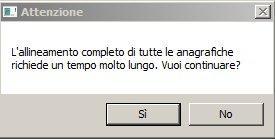 La procedura di aggiornamento anagrafica completo richiede diverso tempo come