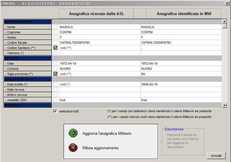 e quelli registrati sul SIST o scegliere Aggiorna