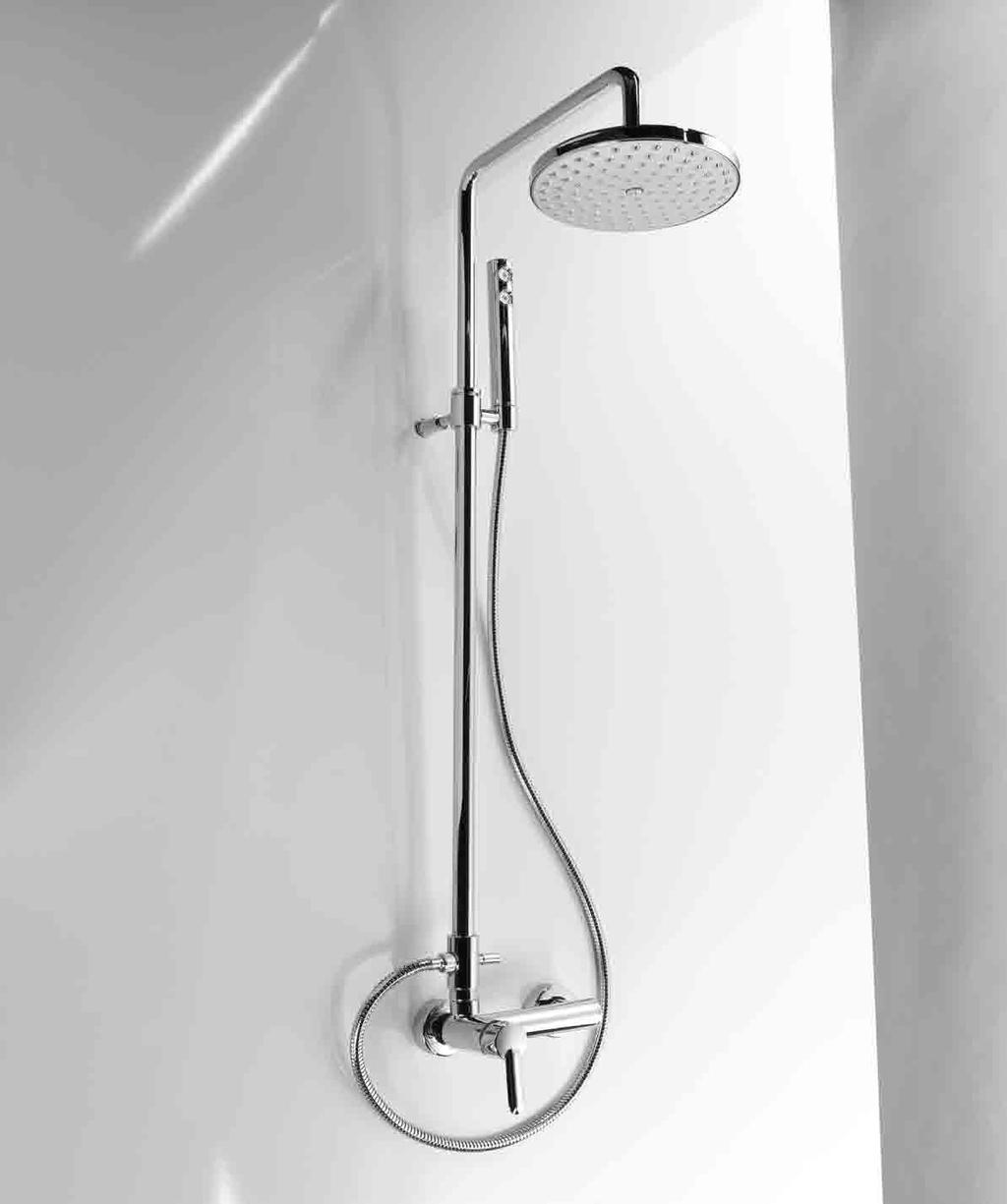 doccia shower 033 EL CR + 387/2 CR Colonna doccia completa con soffione Ø 20cm + miscelatore incasso con