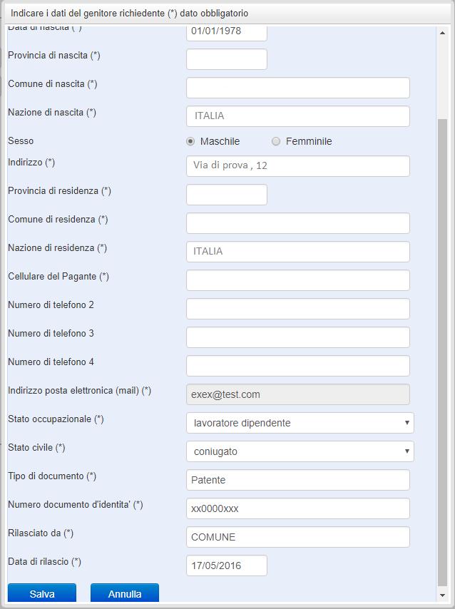 Il numero di cellulare e l indirizzo e-mail che fornirete potranno essere utilizzati per comunicazioni da parte dell ufficio mensa.