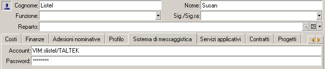 Accout (ome SQL: MailLogi): deve avere la forma VIM:[ome/domiio] Password (ome SQL: MailPassword): idicare la password del