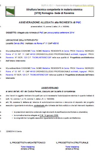 Compilazione pratica Modulo Asseverazione responsabilità - generare il modulo oppure usare la modulistica in uso in formato scrivibile -