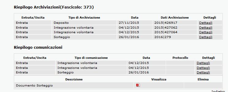 Pratica Depositata lato Struttura tecnica Pratica a Deposito Il sorteggio e registrato nella