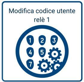 Configurazione codice di Sblocco 1. Scorrere le immagini al centro, fino a trovare la seguente: (FIGURA 4) FIGURA 4 2. Cliccare sull immagine Modifica codice utente relè 1.