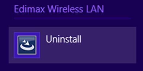 IV 2. Disinstallazione dei driver IV 2 1. Windows XP/Vista/7 1. Andare su Start > Programmi > LAN Edimax Wireless > Disinstalla. 2. Seguire le istruzioni su schermo.