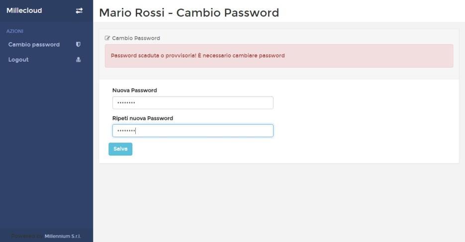 Per completare la procedura username e password temporanea dovranno essere consegnate al collaboratore che da: www.millecloud.
