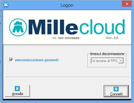 SINCRONIZZAZIONE DEI DATI Collegamento al Server RRS.net in modalità RRS.net per Millewin Per avviare il collegamento al Server RRS.net fare doppio clic con il tasto sinistro del mouse sull icona RRS.