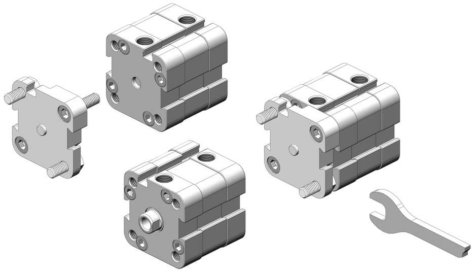 uesta flangia intermedia deve essere inserita tra due per formare un cilindro contrapposto. È venduta in kit con tutti i particolari necessari al suo assemblaggio.