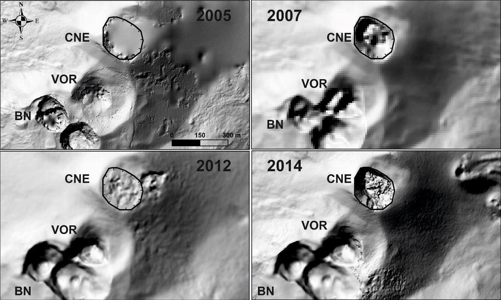 1 Introduzione Il Cratere di NE (CNE) è uno dei crateri sommitali dell Etna che durante i suoi 106 anni di vita ha subito numerosi cambiamenti morfologici.