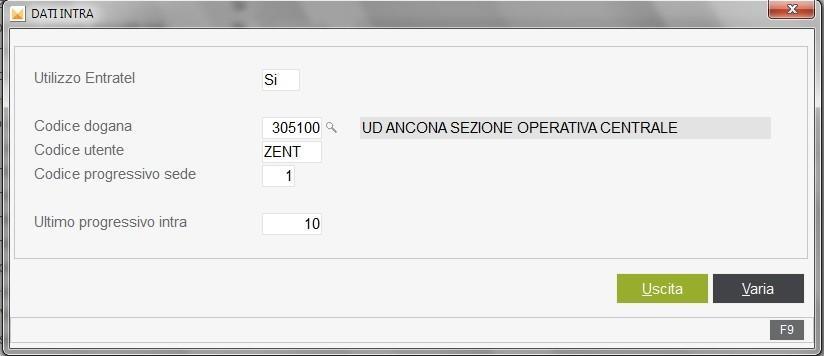 All interno dell anagrafica intermediario nella seconda pagina sezione Intra è necessario impostare i dati codice dogana, codice utente ecc.