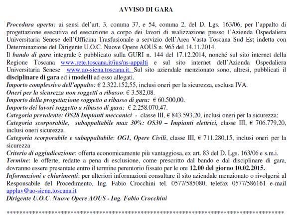 000 25 Dai Piani Investimento aziendali: AOU Senese Settore attività