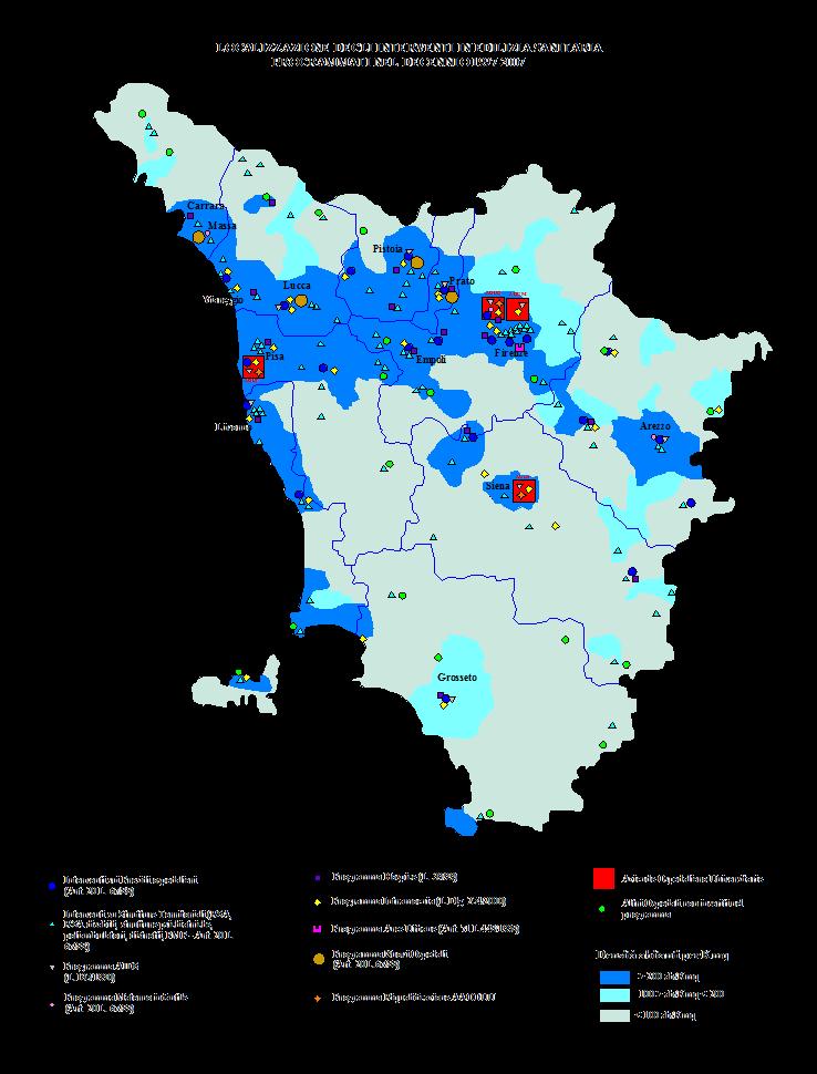 Toscana e densità di popolazione 5 Ripartizione per area tematica delle risorse regionali e statali in percentuale