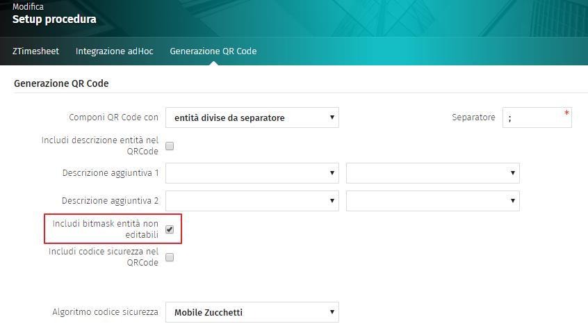 SETUP ZTIMESHEET È stata introdotta la possibilità di indicare lato server le entità che possono essere modificate dall App Mobile, una volta