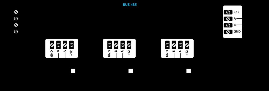 4. COLLEGAMENTO BUS 485 Per un funzionamento affidabile della comunicazione su BUS RS485 è OBBLIGATORIO collegare le periferiche in cascata, ovvero partire