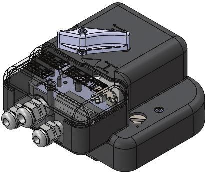 microinterruttori di posizione pala + magnete a interruzione alimentabile a 24 V DC o 48 V DC + carter e viti Meccanismo manuale magnetico serie 25 escluso gruppo disgiuntore +