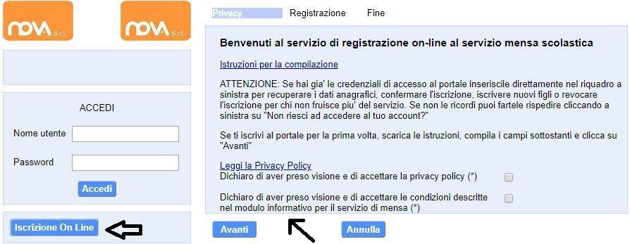 ISCRIZIONI ONLINE Utenti che non hanno precedentemente ottenuto le credenziali al portale, ovvero genitori che iscrivono il primo figlio ai servizi online, oppure genitori che non hanno mai usufruito