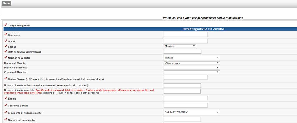 Fig. 2 - Inserimento dati registrazione Completata la procedura, il sistema invierà all indirizzo email indicato una email di avvenuta registrazione per l accesso successivo all area del portale