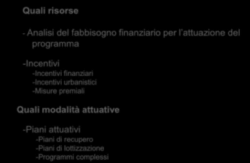 Instabili Quali risorse - Analisi del fabbisogno finanziario per l attuazione del programma -Incentivi -Incentivi finanziari