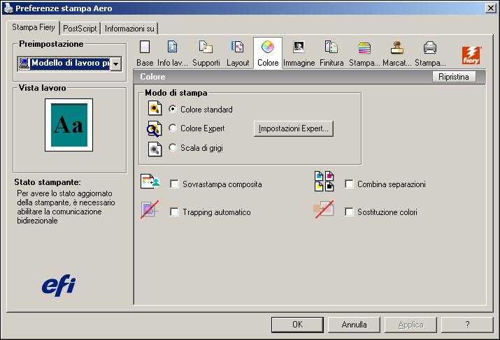 OPZIONI DI STAMPA COLORWISE 100 PER IMPOSTARE LE OPZIONI DI STAMPA PER COMPUTER WINDOWS 1 Selezionare Stampa nell applicazione utilizzata.