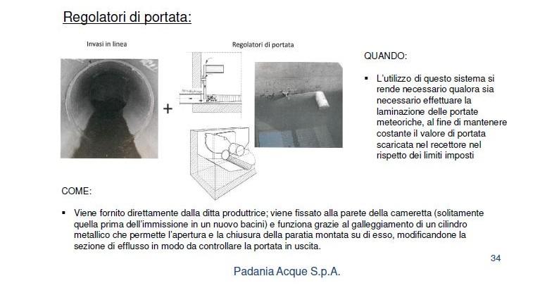 Invasi in linea e regolatori di portata da prevedere sulle reti fognarie in