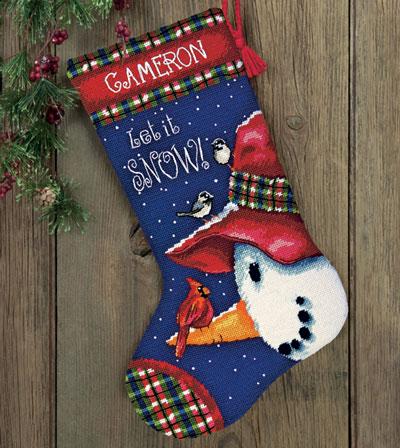 Scheda creata sabato 15 settembre, 2012 Snowman Perch Stocking Modello: KITDIM-71-09149 Snowman Perch Stocking Il kit needlepoint contiene istruzioni e alfabeto per la personalizzazione, l'ago,