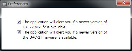 SUGGERIMENTI "Version" si riferisce alla versione dell'applicazione mixer di "Device Version" indica la versione firmware dell'unità hardware. e SUGGERIMENTI Gli alert sono abilitati quando spuntati.