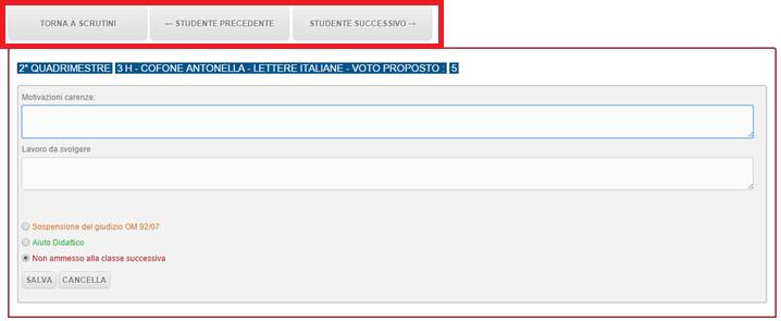 I dati generati dai calcoli automatici possono poi essere modificati agendo sulle singole caselle. Per visualizzare i voti inseriti nel registro docente: cliccare sul relativo pulsante Voti. 3.