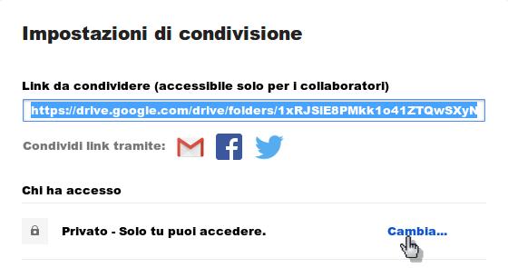 2.12 Quando viene visualizzata la finestra di dialogo Impostazioni di condivisione, cliccare sul pulsante Cambia. 2.