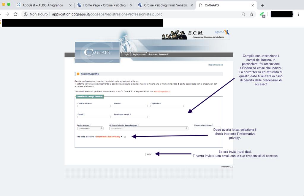 Registrazione Hai scelto la