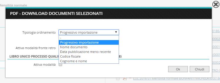 Cliccare sull icona Opzioni per documenti selezionati (a destra dello schermo) e selezionare l opzione desiderata E possibile selezionare e scaricare più pagine contemporaneamente in un unico Pdf