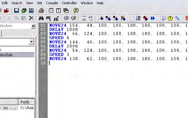 16 Una volta aperto un programma RoboScript, il suo codice