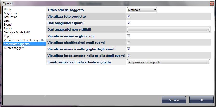 (default: visibili) Schermata soggetto Titolo scheda soggetto Modifica il titolo della scheda del soggetto mettendo la matricola o il numero aziendale (default: