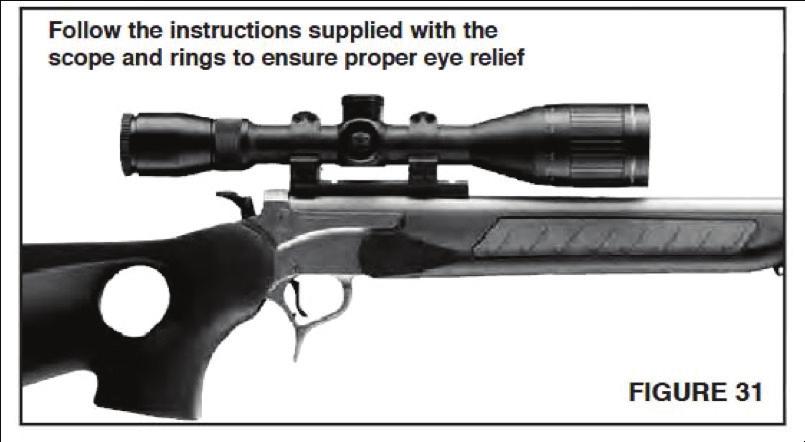 Figura 31 - Seguite le istruzioni fornite con l ottica e gli anelli per assicurare la corretta lunghezza focale ATTENZIONE: sparare con un arma quando l ottica è troppo vicina all arcata oculare o