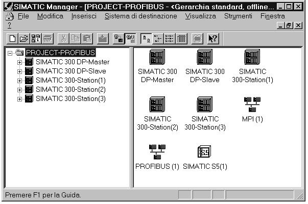 PROGETTO PROFIBUS Esempi STEP 7 per CP PROFIBUS 1. Creazione / apertura di un progetto 2.