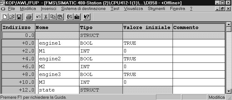 Programmazione dei blocchi funzionali Esempio di richiamo nell AWL AWL call FB 6, DB 28 REQ := M 1.0 ID := DW#16#10001 VAR_1 := SLAVE2.INDEX SD_1 := PROZESS.Motore1 DONE := M 1.1 ERROR := M 1.