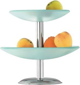 Cesto oval en vidrio float Panier ovale en verre float. L cm 40x21 - H cm 7 100777200070 Alzata due piani, smontabile. Acciaio e vetro float. Disassembled two plates fruit stand.