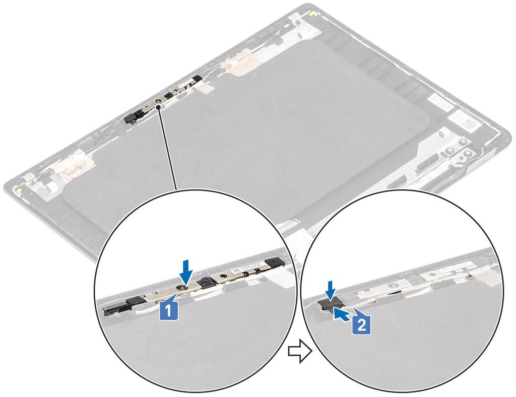 Fasi successive 1 Ricollocare il pannello dello schermo. 2 Ricollocare il frontalino dello schermo. 3 Ricollocare il gruppo dello schermo.