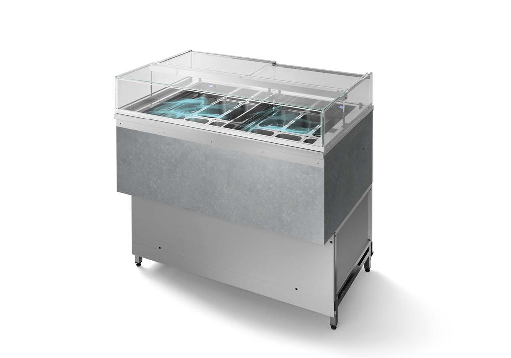 DLT80 VETRINA GELATO L120 H117 TB RV - VENTILATA LATERALE Sistema di chiusura con scorrevoli in metacrilato trasparente con sistema di scorrimento facilitato.