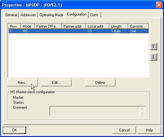 Nelle proprietà dell'oggetto, scheda "Configuration", configurare uno scambio di dati a scelta tra il