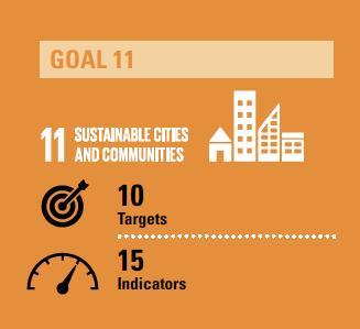 12 Il goal 11 SDG11 Rendere le città e gli insediamenti umani inclusivi, sicuri, duraturi e sostenibili fa riferimento ai seguenti temi: abitazioni, sistemi di trasporto sostenibile, urbanizzazione