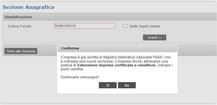 Se l impresa è già iscritta al Registro (ad esempio in quanto installatore) non dovrà iscriversi nuovamente: l applicazione trasferirà direttamente l utente ad una pratica di estensione impresa