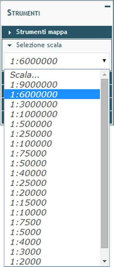 del layer caricato. Nel menu a tendina è possibile selezionare il valore di scala desiderato.