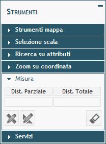 Figura 18 Sezione Misura Selezionando l icona relativa allo strumento Misura l utente può misurare la distanza tra due o più punti individuati sulla mappa.