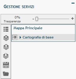 Figura 32 Esempio di progetto caricato sulla mappa e nel menu Gestione servizi 4. Menu Gestione servizi Il menu Gestione servizi permette di gestire i servizi caricati in mappa.