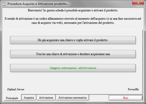 possibile inserire la chiave e sbloccare tutte le funzionalità del programma. Il software chiede l inserimento della chiave di attivazione anche quando viene eseguito.