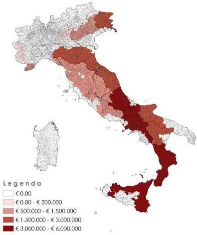 Gli importi complessivi stanziati nel 2010 Regione Lettera a) ( ) Lettera b) + c) ( ) Abruzzo 321.579.27 2.733.423.77 Basilicata 280.805.60 2.386.847.57 Calabria 602.924.36 5.124.857.09 Campania 386.