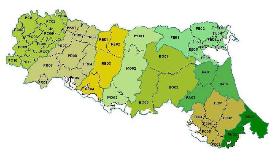 Figura 16: suddivisione del territorio regionale in Ambiti territoriali di caccia. Fonte: RER-Ermes Agricoltura Con deliberazione dell assemblea legislativa n.