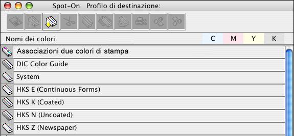 SPOT-ON CON ASSOCIAZIONE DUE COLORI DI STAMPA 24 Definizione di un colore per Associazione due colori di stampa Usare la seguente procedura per definire la conversione dei colori nella finestra di