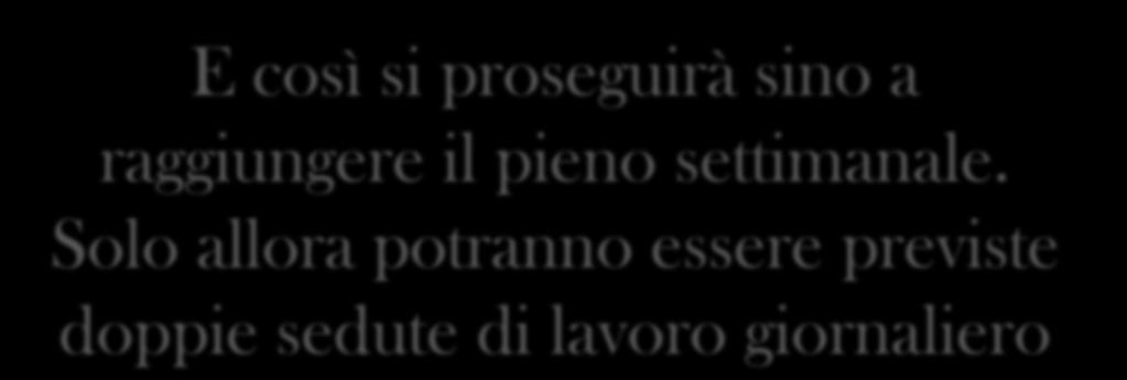 E così si proseguirà sino a raggiungere il pieno settimanale.